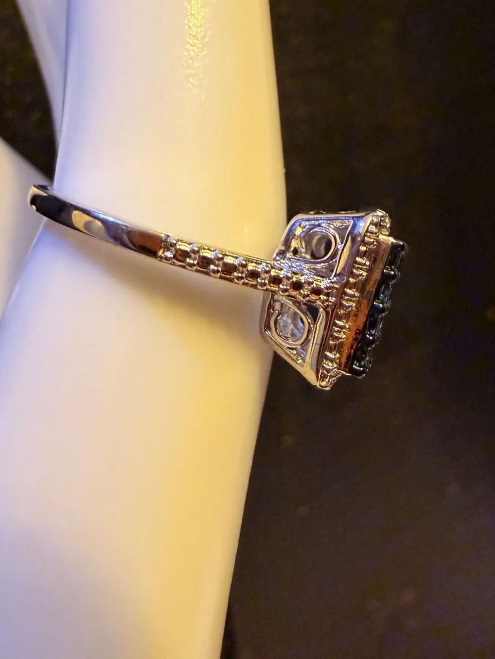 Sterling Silver Blue & White Diamond Halo Ring-0.15 CTW Genuine Diamonds